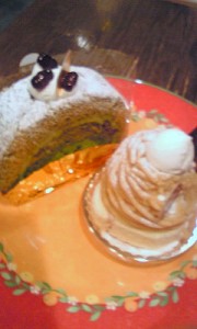 モンブランと抹茶ロールケーキ